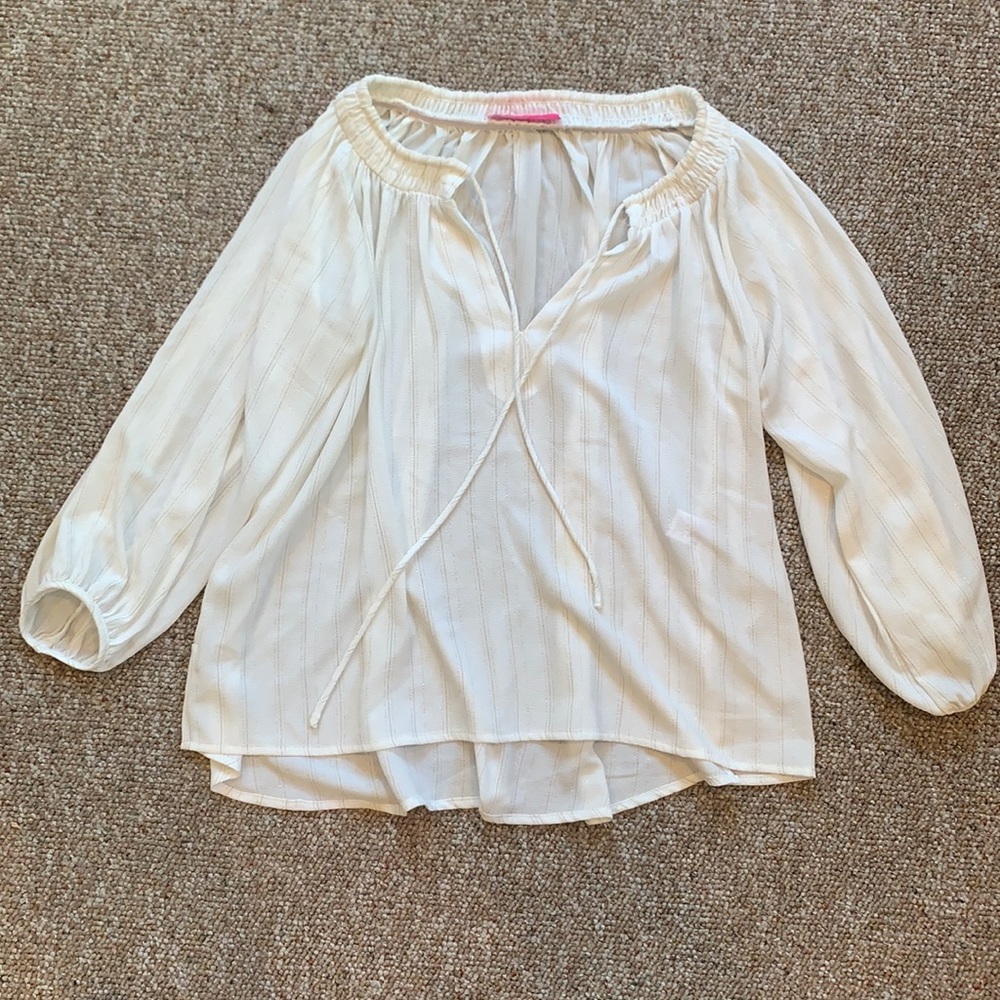 Gold and silver detailed white blouse